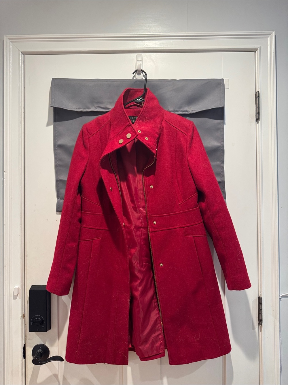 Via Spiga Red Wool-Blend Pea Coat